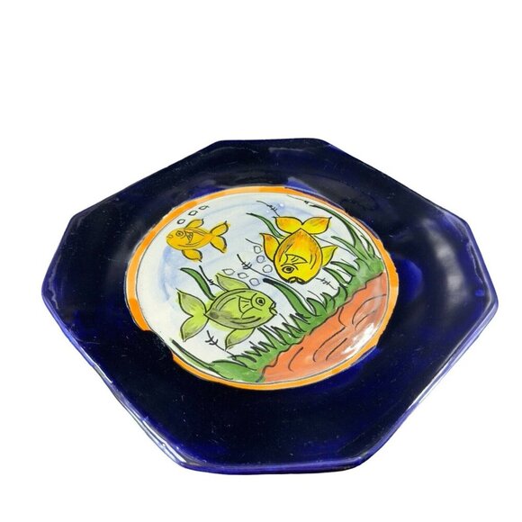 Mexico Folk Art Talavera Pottery Single Dish Plate Hand Painted Fish Hand Made - Picture 3 of 16